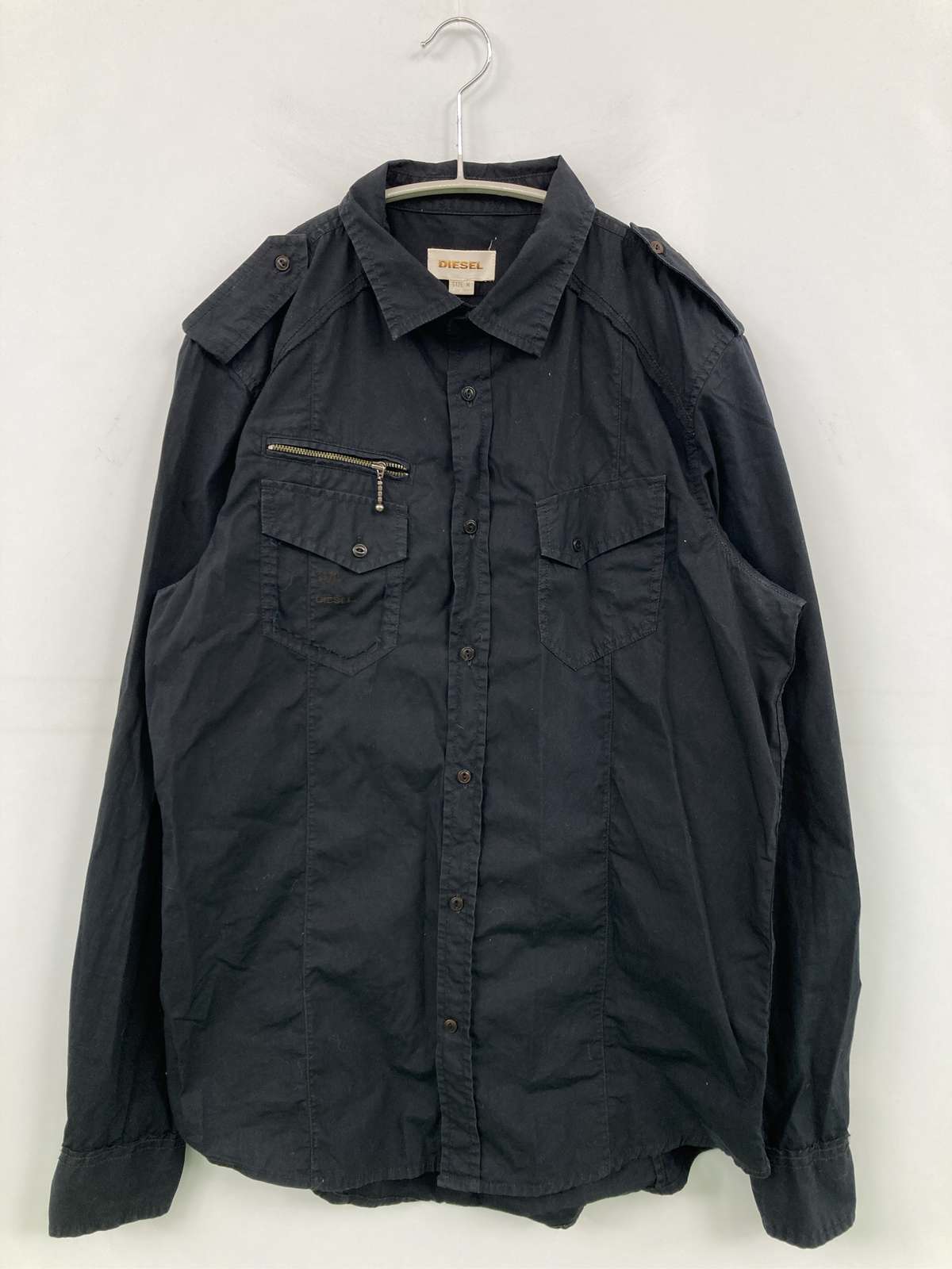 【中古】DIESEL ディーゼル プルオーバー/トップ M 黒いこと 綿織物 伸ばすこと 無地 真っただ中丈 長袖 レギュラー色合い メンズ