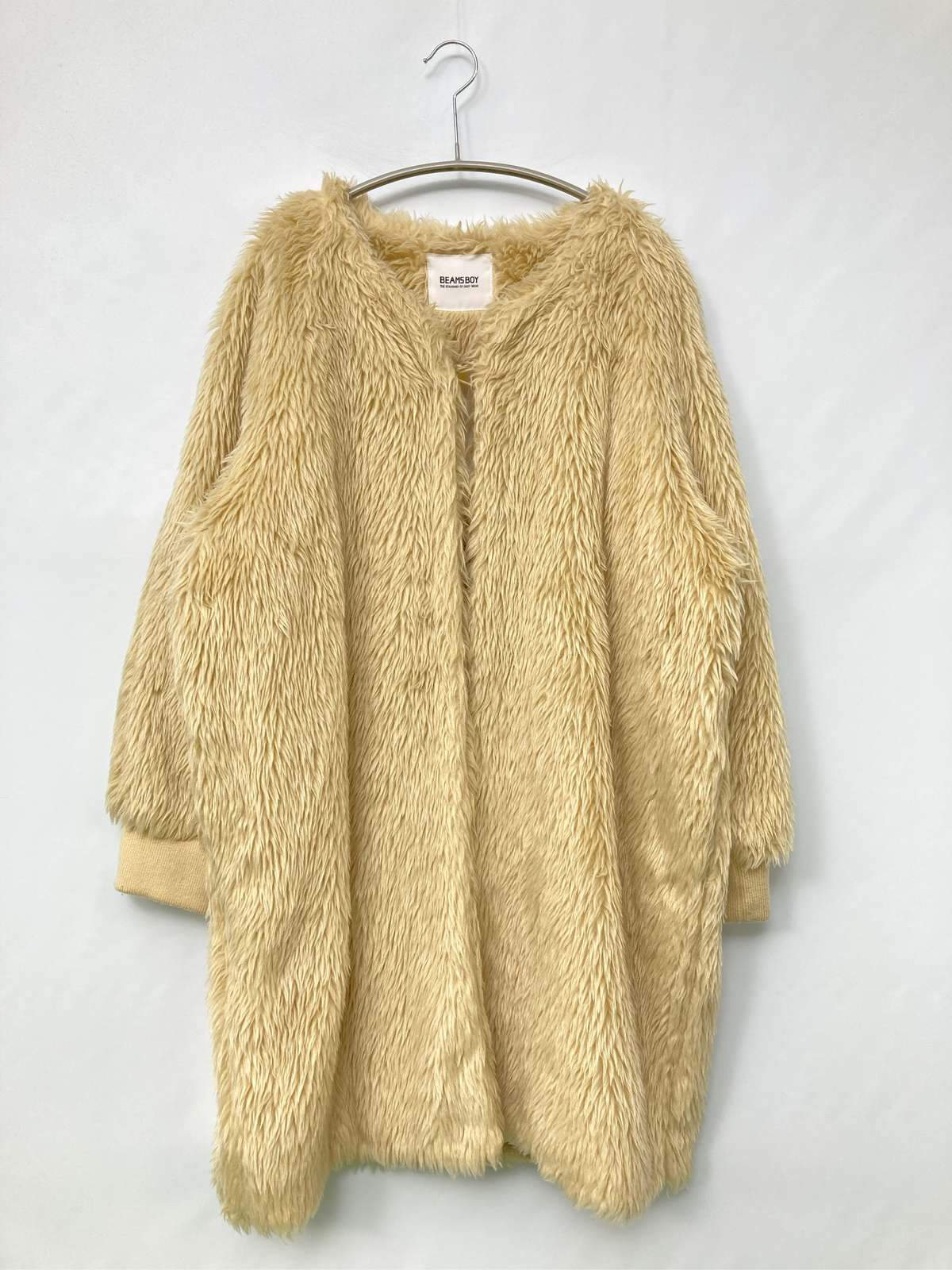 【中古】BEAMS BOY ビームスボーイ 否色合い厚地の外套 ベージュ フェイクファー 無地 レディース