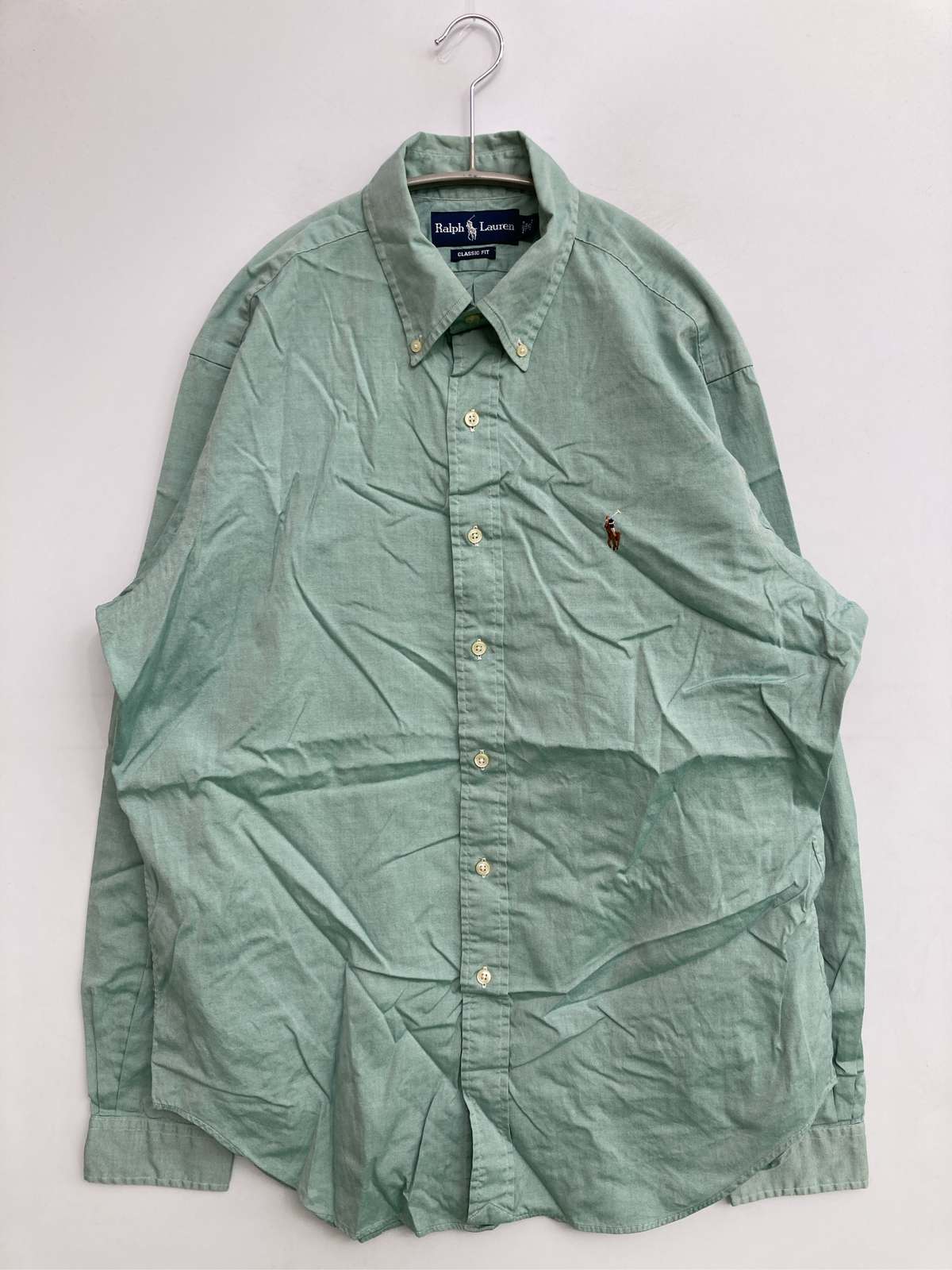 【中古】Ralph Lauren ラルフローレン プルオーバー/トップ 16 34/35 ライトグリーン 無地 ワンポイント 刺しゅう ブランド名ロゴタイプ 真っただ中丈 長袖 名取り草落ちこむ レギュラー色合い メンズ