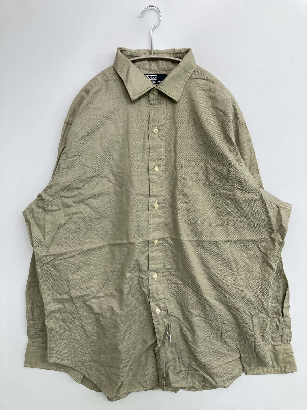 【中古】Polo by Ralph Lauren ポロバイラルフローレン プルオーバー/トップ 17 34/35 カーキ 綿織物 無地 真っただ中丈 長袖 レギュラー色合い メンズ