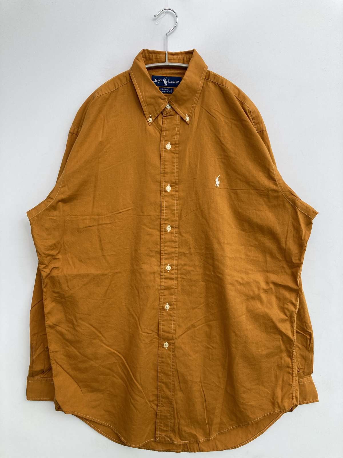 【中古】Ralph Lauren ラルフローレン プルオーバー/トップ 15 1/2-33 赤銅色 綿織物 無地 ワンポイント 刺しゅう ブランド名ロゴタイプ 真っただ中丈 長袖 名取り草落ちこむ レギュラー色合い メンズ