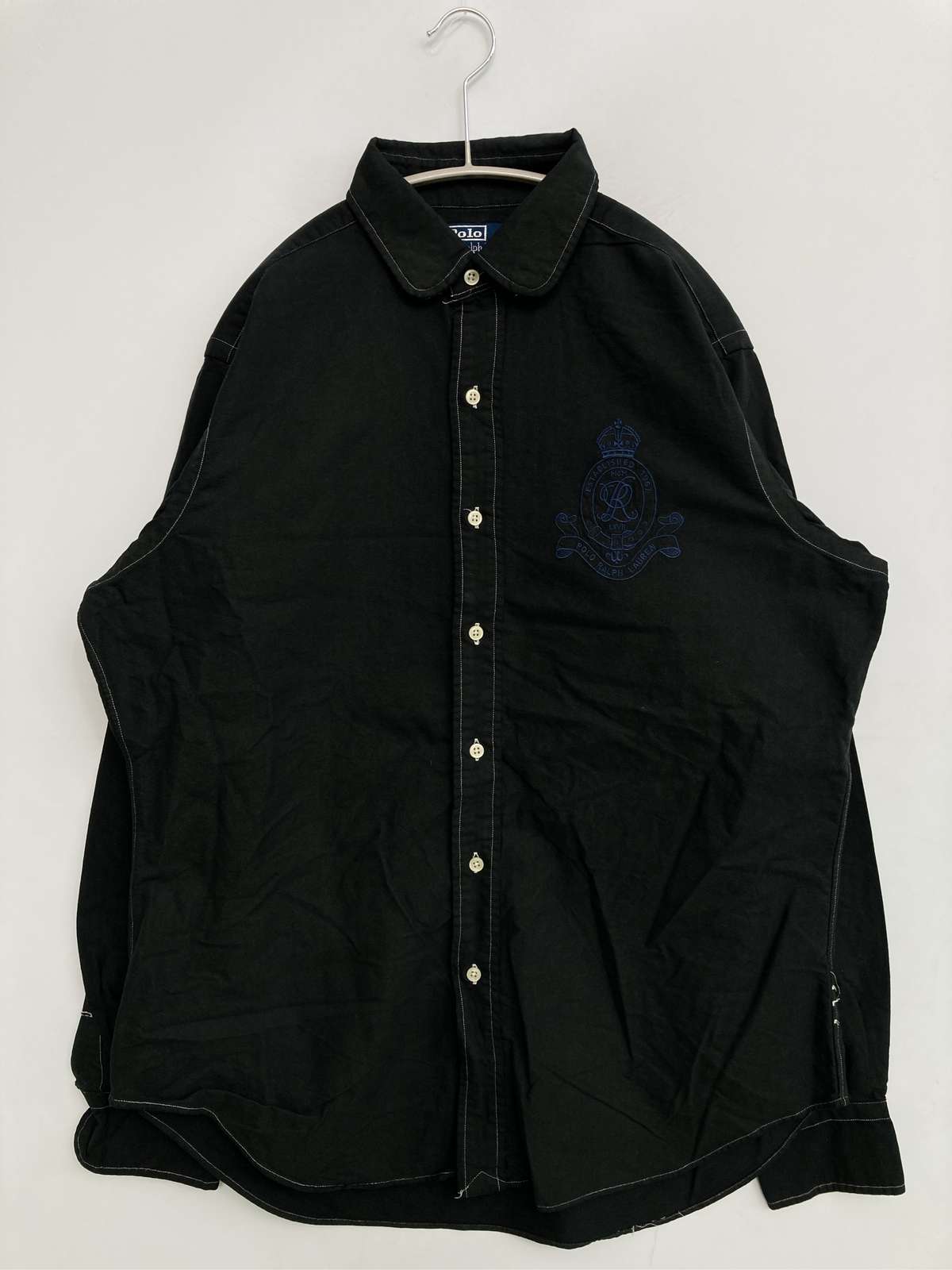 【中古】Polo by Ralph Lauren ポロバイラルフローレン プルオーバー/トップ M 黒いこと 無地 刺しゅう 真っただ中丈 長袖 レギュラー色合い メンズ