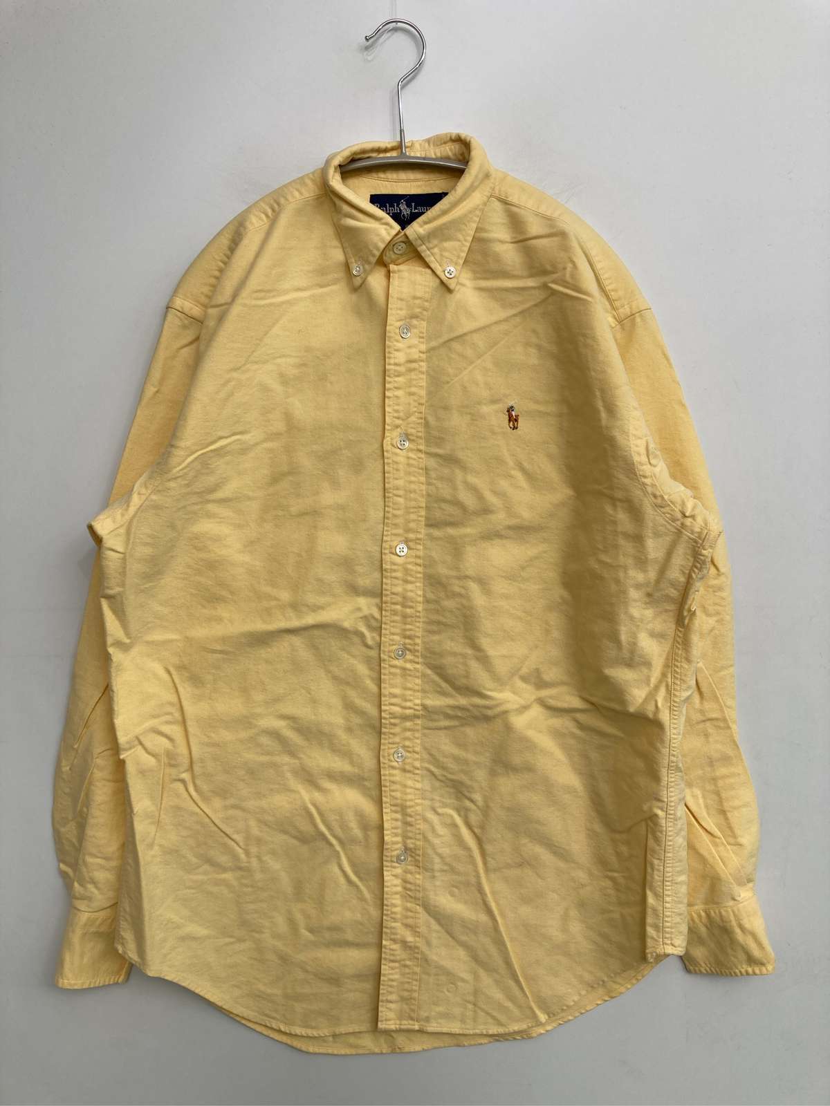 【中古】Ralph Lauren ラルフローレン プルオーバー/トップ 8 黄色 綿織物 無地 ワンポイント ブランド名ロゴタイプ 刺しゅう 真っただ中丈 長袖 名取り草落ちこむ レギュラー色合い メンズ