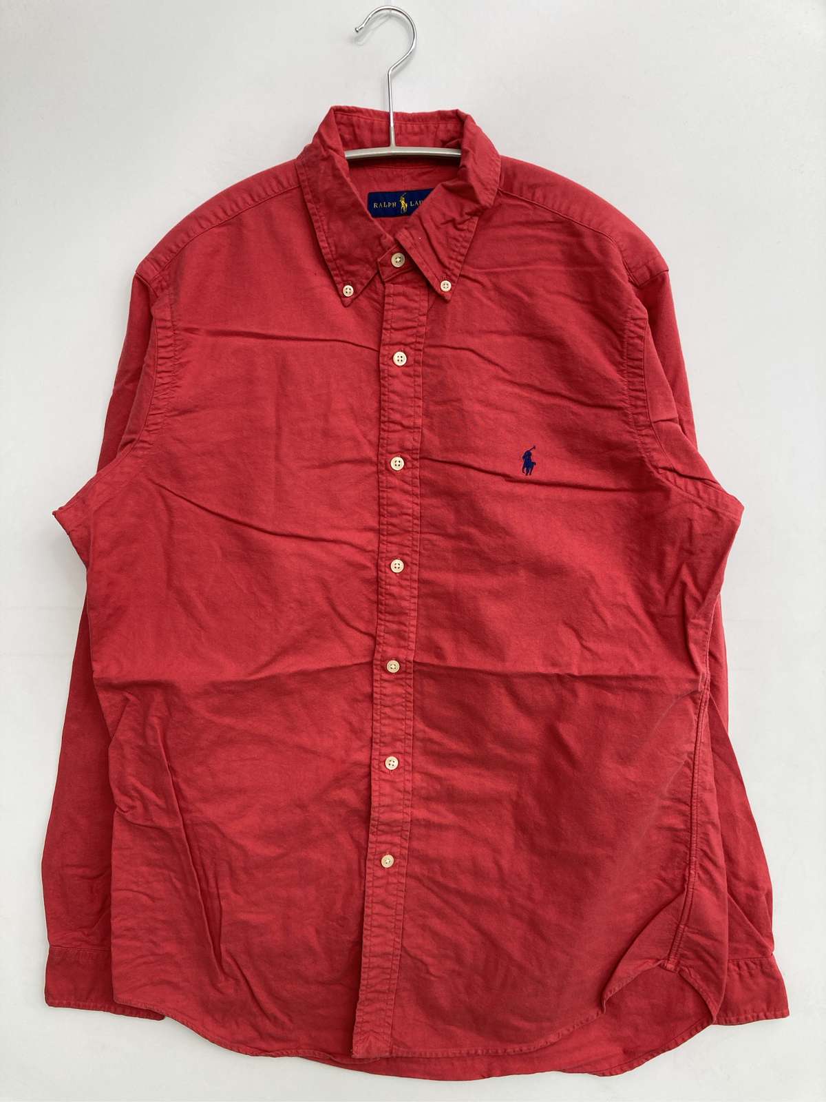 【中古】Ralph Lauren ラルフローレン プルオーバー/トップ M 赤いこと 綿織物 無地 ワンポイント ブランド名ロゴタイプ 刺しゅう 真っただ中丈 長袖 名取り草落ちこむ レギュラー色合い メンズ