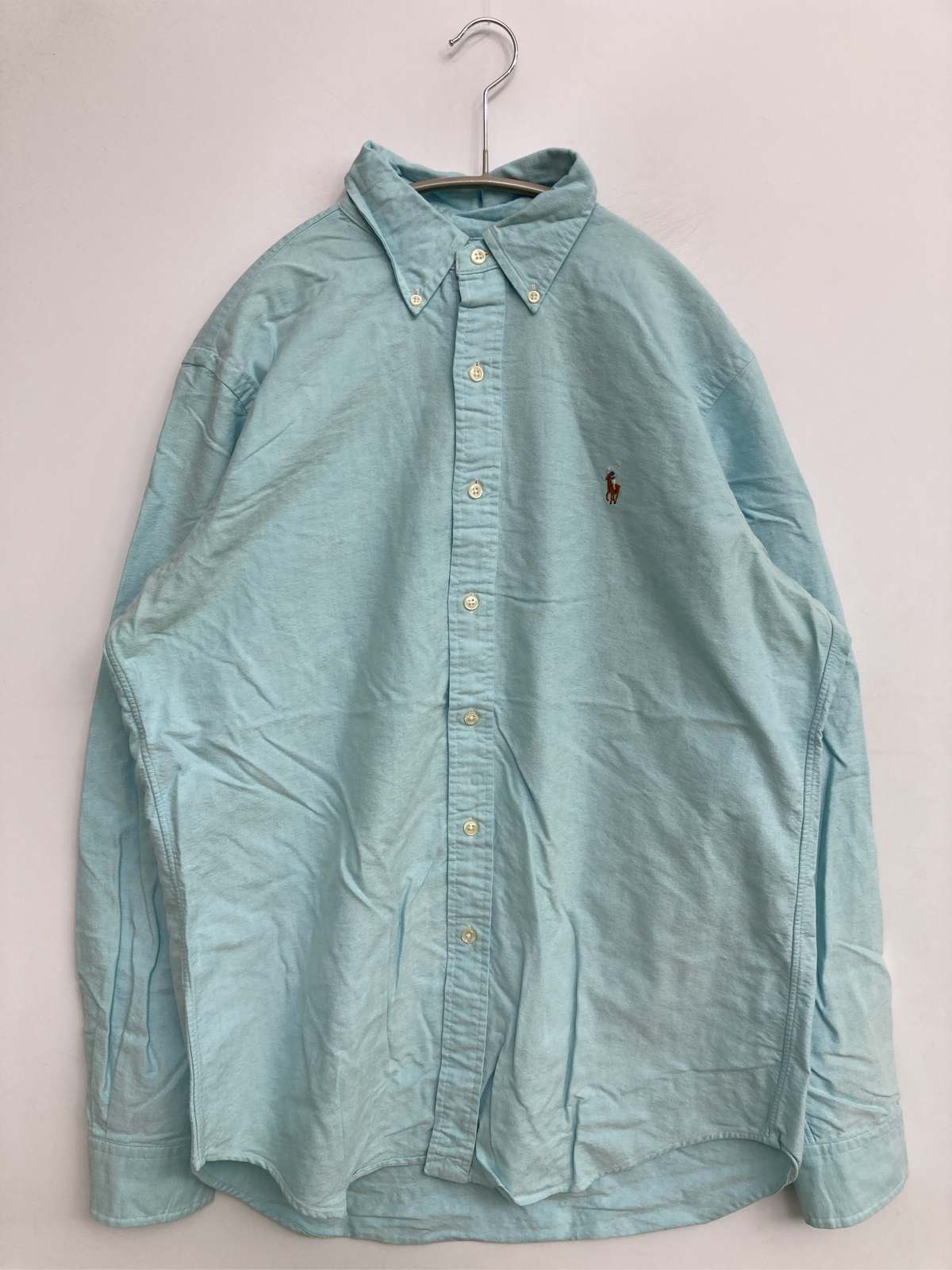 【中古】Ralph Lauren ラルフローレン プルオーバー/トップ M 天の原青み 無地 ワンポイント ブランド名ロゴタイプ 刺しゅう 長袖 真っただ中丈 名取り草落ち込む レギュラー色つや メンズ