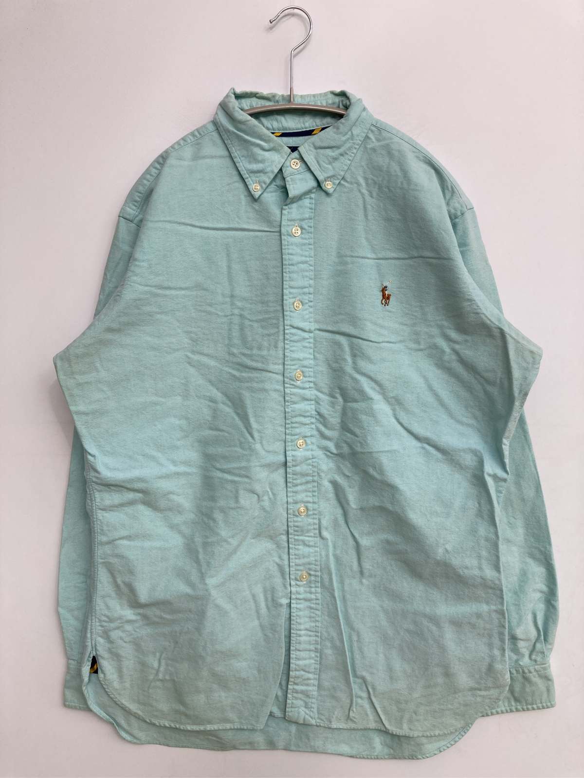 【中古】Ralph Lauren ラルフローレン プルオーバー/トップ M 天の原青色 無地 ワンポイント ブランド名ロゴタイプ 刺しゅう 真っただ中丈 長袖 名取り草落ちこむ レギュラー色合い メンズ