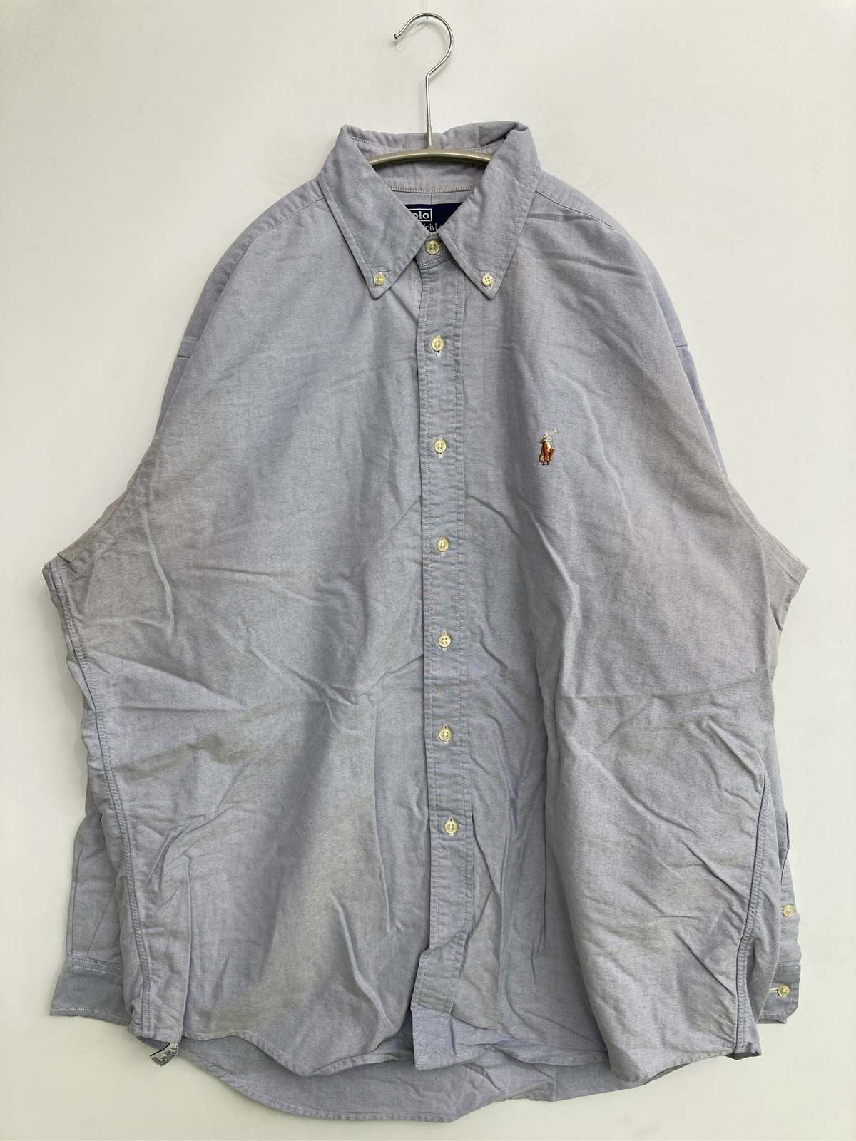 【中古】Polo by Ralph Lauren ポロバイラルフローレン プルオーバー/トップ L/G 青色 無地 ワンポイント ブランド名ロゴタイプ 刺しゅう 真っただ中丈 長袖 名取り草落ちこむ レギュラー色合い メンズ