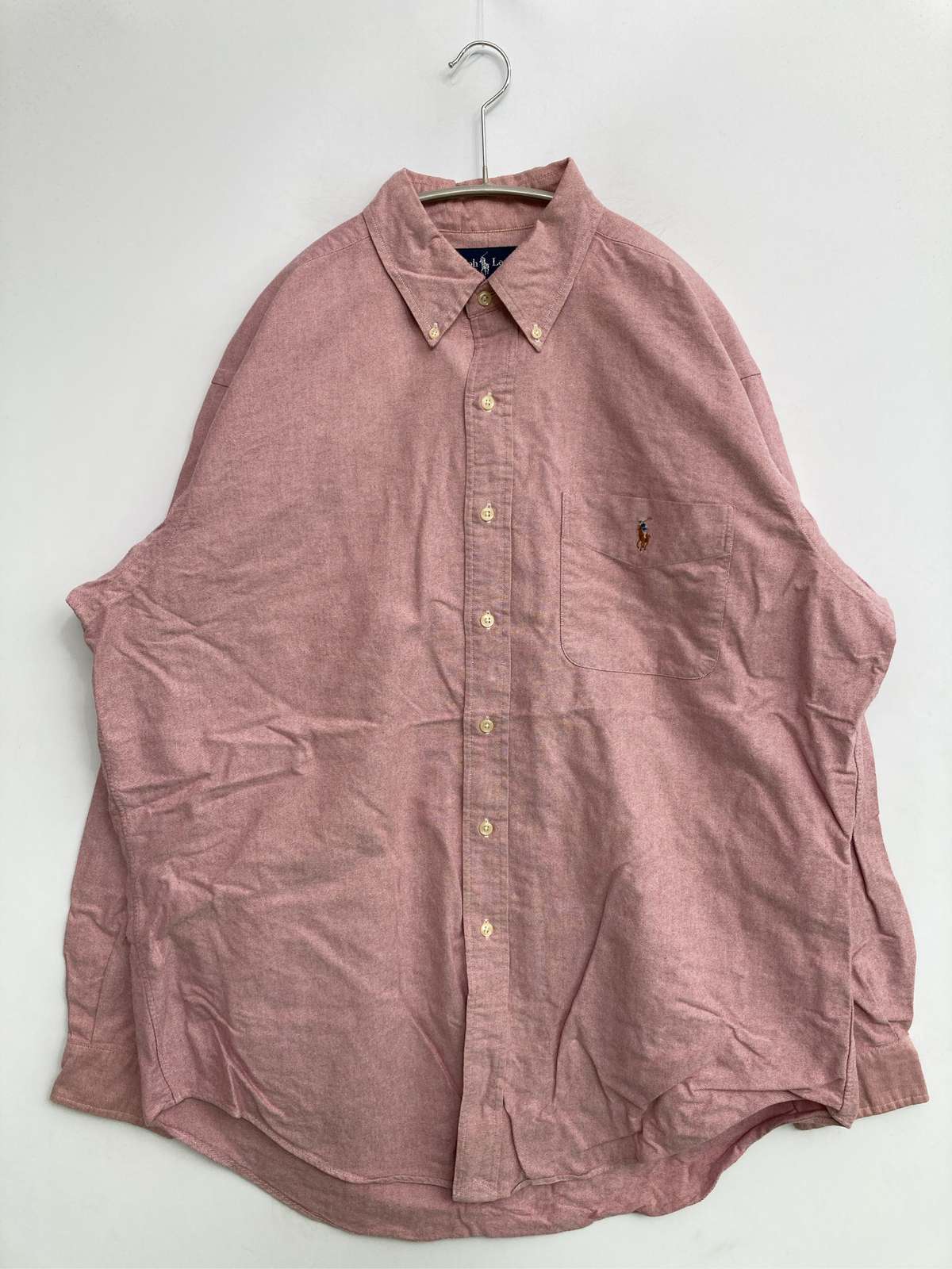 【中古】Ralph Lauren ラルフローレン プルオーバー/トップ L 赤いこと 無地 ワンポイント ブランド名ロゴタイプ 刺しゅう 真っただ中丈 長袖 名取り草落ちこむ レギュラー色合い メンズ