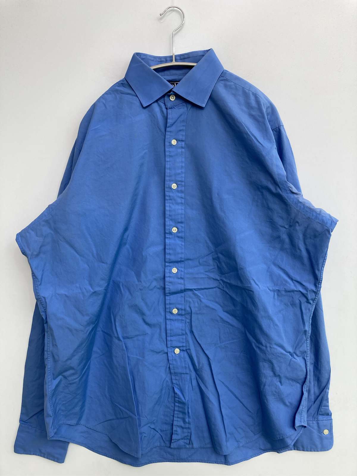 【中古】Polo by Ralph Lauren ポロバイラルフローレン プルオーバー/トップ 16 1/2 青み 無地 ワンポイント 真っただ中丈 長袖 レギュラー色つや メンズ
