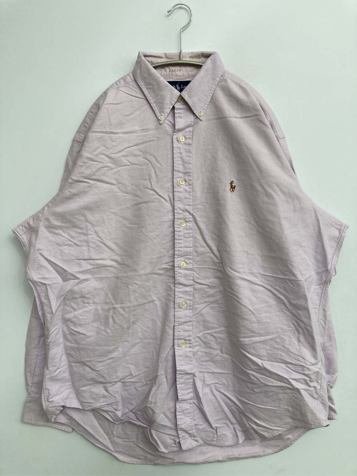 【中古】Ralph Lauren ラルフローレン プルオーバー/トップ 16 1/2-34 パープル 無地 ワンポイント 刺しゅう 長袖 真っただ中丈 名取り草落ち込む メンズ