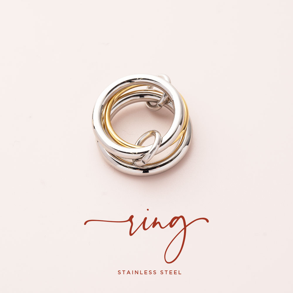 楽天市場】4連 リング 指輪 リンク シルバー925 11号 銀×金 多重