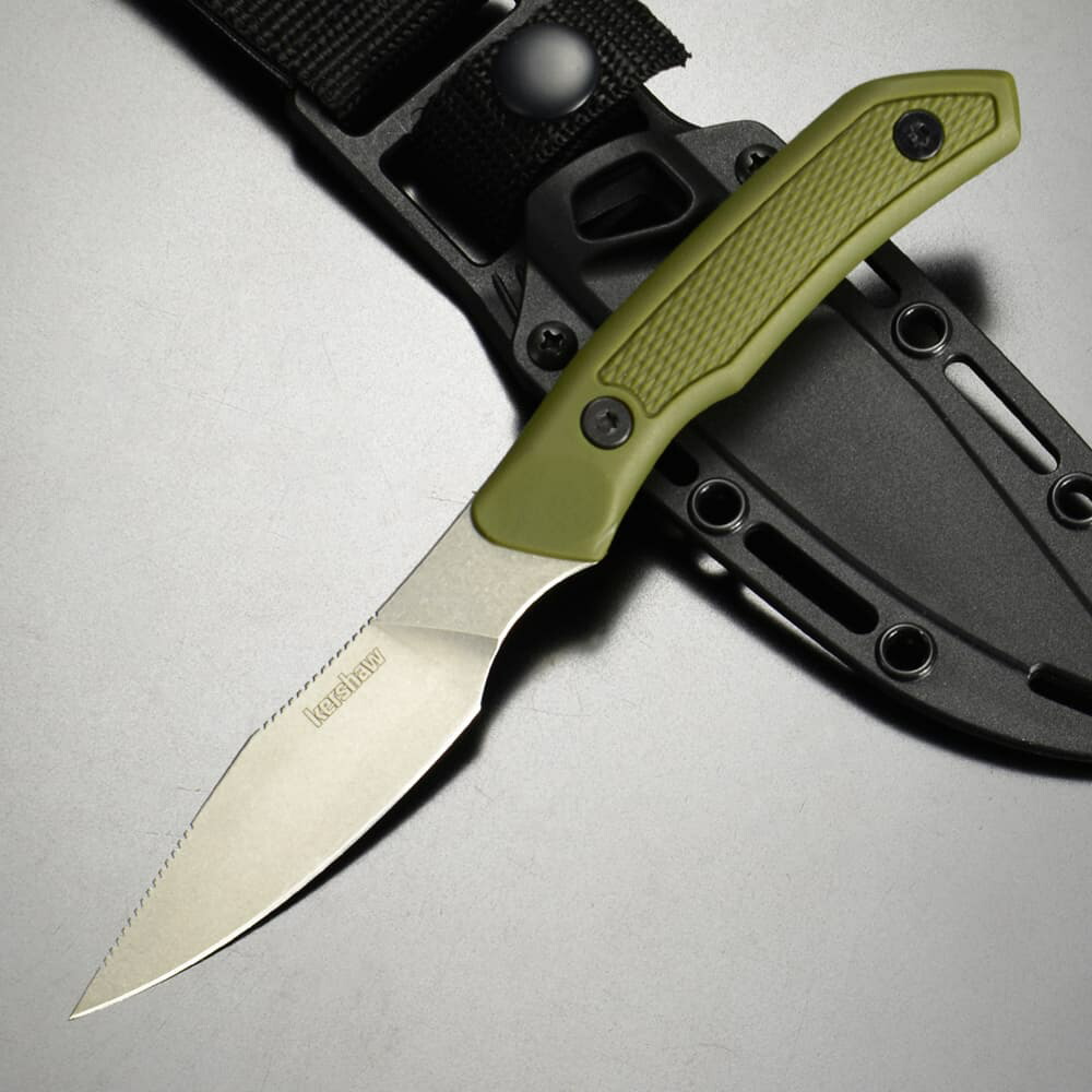 Kershaw ハンティングナイフ DESCHUTES ケーパー 固定刃 シース付属 オリーブドラブ 1882 カーショウ デシューツ フィクスドブレード 直刃 ケーパーナイフ ケイパー 解体用ナイフ 狩猟 ハンターナイフ シースナイフ 釣り 骨スキ包丁 ケイパーナイフ カーブドナイフ
