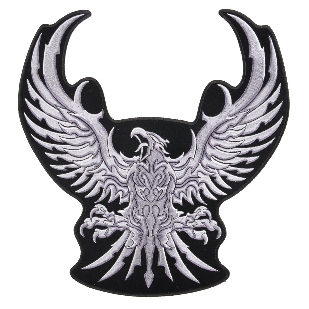 Charging Eagle Orange Flames Patch Eagle Back Patches