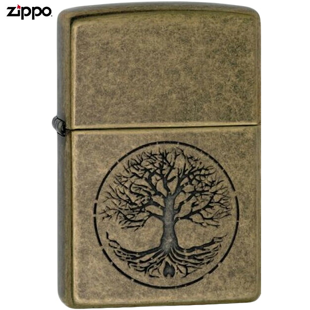 ZIPPO 木＃29149 TREE OF LIFE アンティークブラス ジッポー オイルライター グリーンデザイン ユニーク 草木 プラント ボタニカル 自然モチーフ リーフ ジッポライター ジッポーライター メタルライター コレクションZIPPO ギフト 喫煙グッズ タバコグッズ 喫煙用品