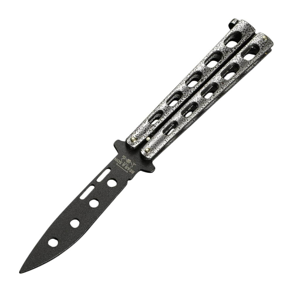 Bear&Son トレーニングナイフ 練習用 バタフライ型 ブラックブレード ベア&サン ベアアンドサン ベアー&サン ベアーアンドサン 刃付けなし トレーナー 模造刀 トレーニング用ナイフ 練習用ナイフ 訓練用ナイフ 金属トレーナー メタルトレーナー 練習ナイフ 模擬タントー