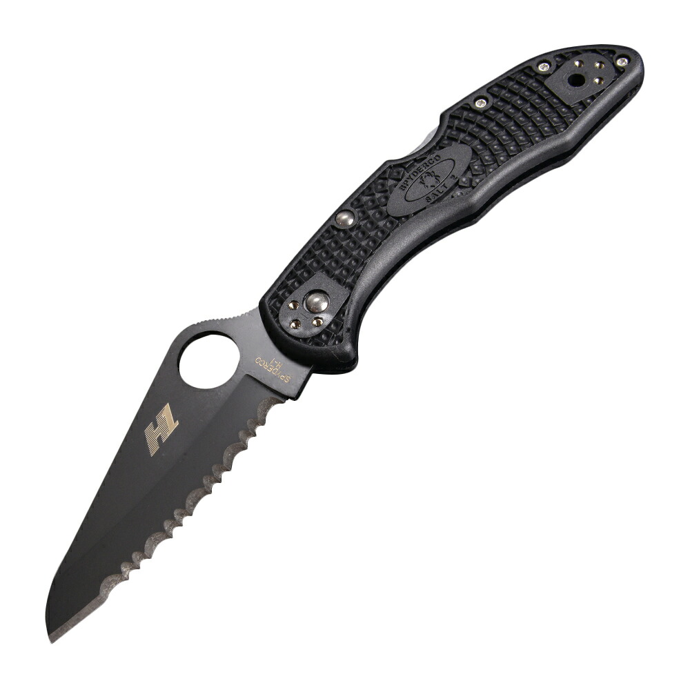 Spyderco ソルト2 折りたたみナイフ オールブラック 波刃 折り畳みナイフ フォルダー フォールディングナイフ ホールディングナイフ スパイダルコ SALT 海人 折り畳み式ナイフ 折りたたみ式ナイフ 折畳ナイフ 折畳みナイフ 折畳式ナイフ 折込ナイフ 折込みナイフ