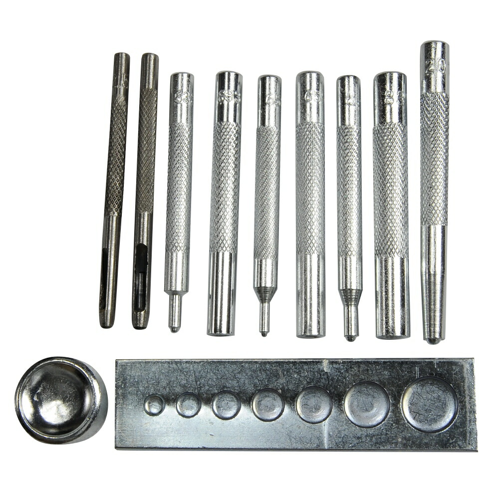楽天市場】レザークラフト ホック打ち具 ハトメ 万能打ち台 革細工 打ち具 道具 11セット : MINAKO WORTH