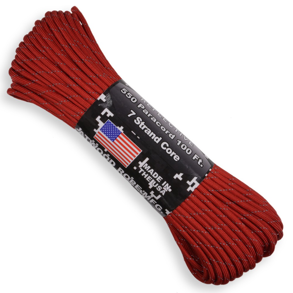 ATWOOD ROPE 反射材 550パラコード タイプ3 レッド 30m アトウッドロープ ARM 商用 Reflective Red  リフレクティブ 赤 パラシュートコード 綱 靴紐 靴ひも シューレース 防災 550コード ナイロンコード 最大52％オフ！