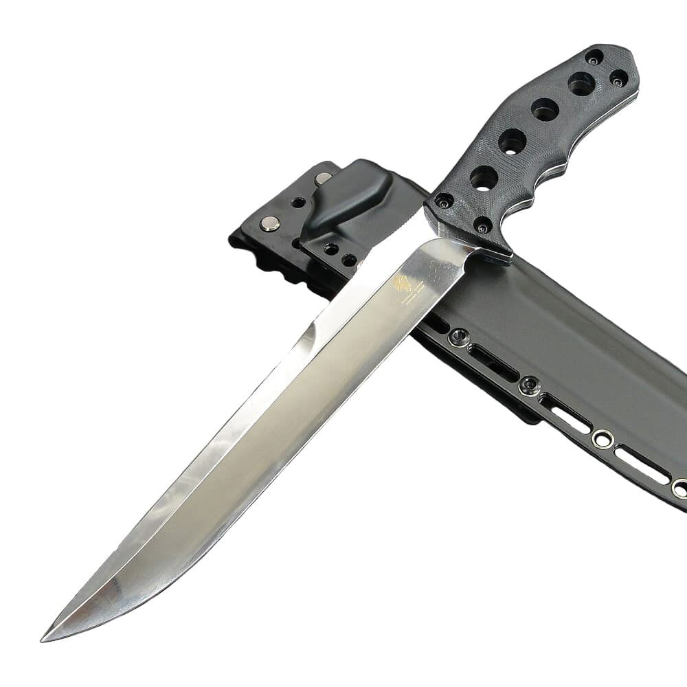 makkari knives ハンティングナイフ 筑豊山刀 間狩純平作 止め刺し用 MOLLE用シース付属 [ ミラーブレード / 黒 ] ハンターナイフ ハンターズナイフ ハンティング用ナイフ 狩猟ナイフ 狩猟用ナイフ ジビエナイフ ジビエ用ナイフ 解体ナイフ 解体用ナイフ サバイバルナイフ｜ミリタリーショップ レプマート