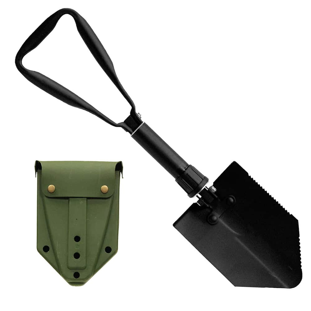 楽天市場】米軍タイプ 三つ折 スコップ ケース付き ブラック折り畳み