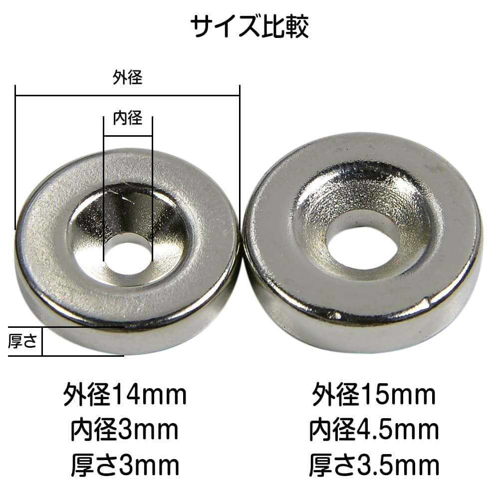 市場 シルバーマグネット 円型 磁石 丸型皿穴付き 10個セット ネジ 壁掛け 14mm