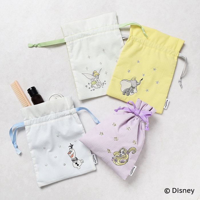 フラワーリング Disney Dreaming 巾着 ポーチ2 Disney キャラクター ポーチ ピーターパン ダンボ アナ エルサ ラプンツェル 大人可愛い おしゃれ かわいい 大人 ギフト プレゼント ディズニー アニメーション グッズ ディズニー キャラクター ポーチ画像