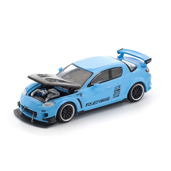 1/64 POP RACE RX-7 RE 雨宮 ワイドボディー【限定品】 POP RACE 1/64 マツダ RX7 RE：雨宮 ワイドボディ ブルークロム