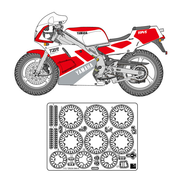 送料無料◆ハセガワ 1/12 ヤマハ TZR250 (3MA) (1989) プラモデル＋エッチングパーツ セット販売 BK17/21773 【6月予約】