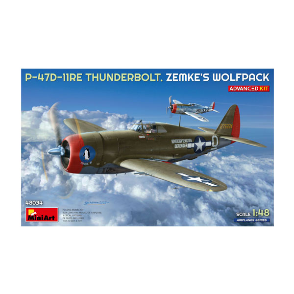 送料無料◆ミニアート 1/48 P-47D-11RE サンダーボルト ゼムケ ウルフパック アドバンスドキット プラモデル MA48034 （ZS155983）