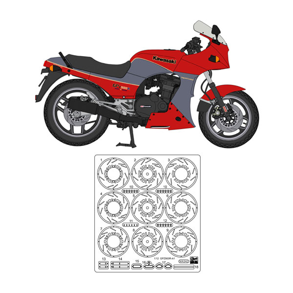 ハセガワ 1/12 カワサキ GPZ900R (A1) (1984) プラモデル＋エッチング パーツ セット販売 BK19/21778 （ZS157895）