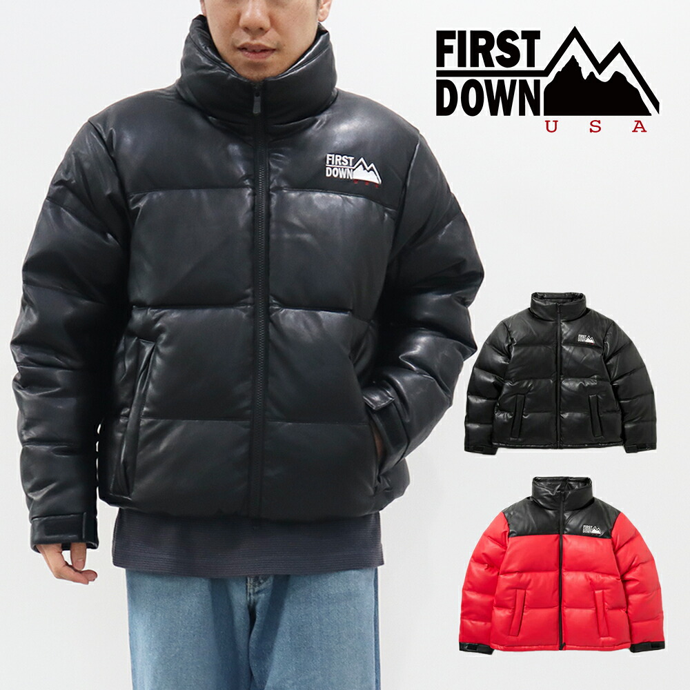 【30％OFF！】FIRSTDOWN USA ファーストダウン バブルダウンジャケット レザー BUBBLE DOWN JKT COLOR LEATHER　メンズ　冬　防寒　保温　アウター　レザージャケット　ストリート　アウトドア キャンプ ツーリング　バイク　アメリカ　アメカジ｜digred　店