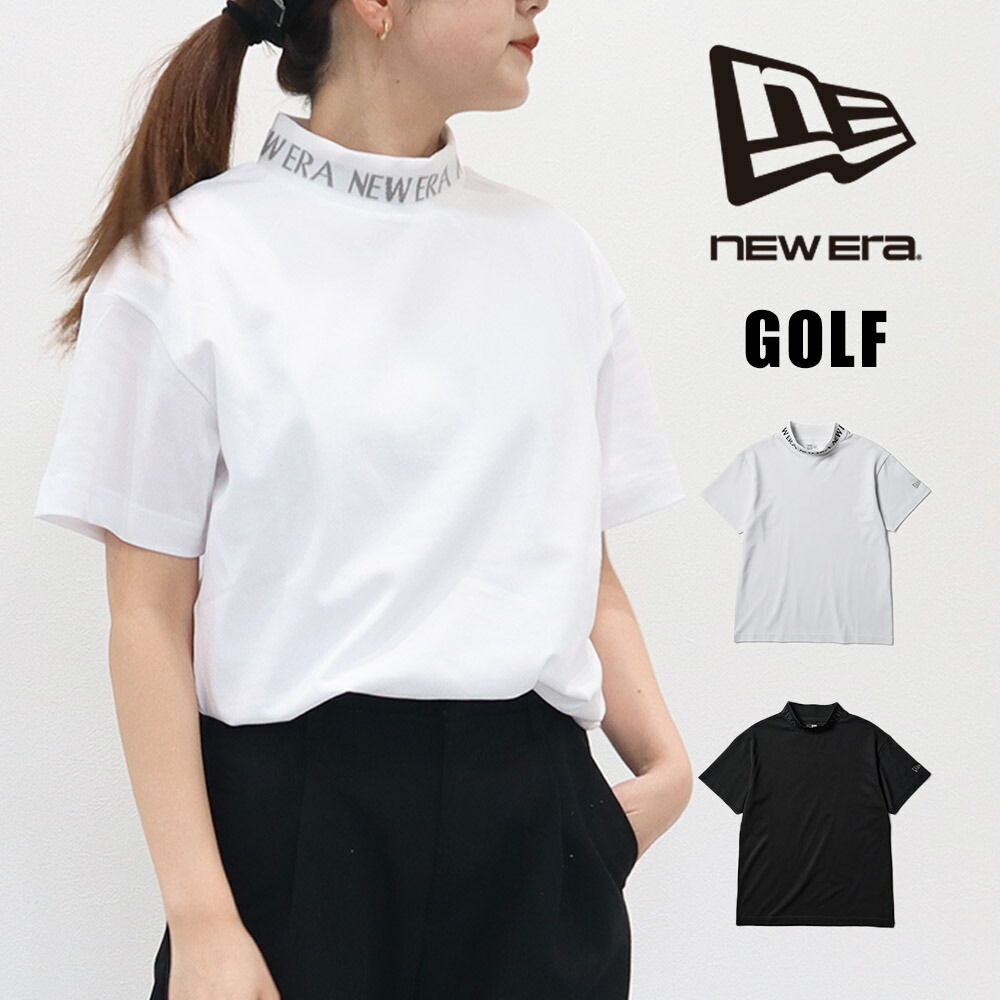 【新作】NEWERA　ニューエラ　ゴルフ　Women’s 半袖 ミッドネック Tシャツ 鹿の子 ジャガードロゴ　GOLF　トップス　抗菌　吸汗速乾　UVカット　紫外線対策