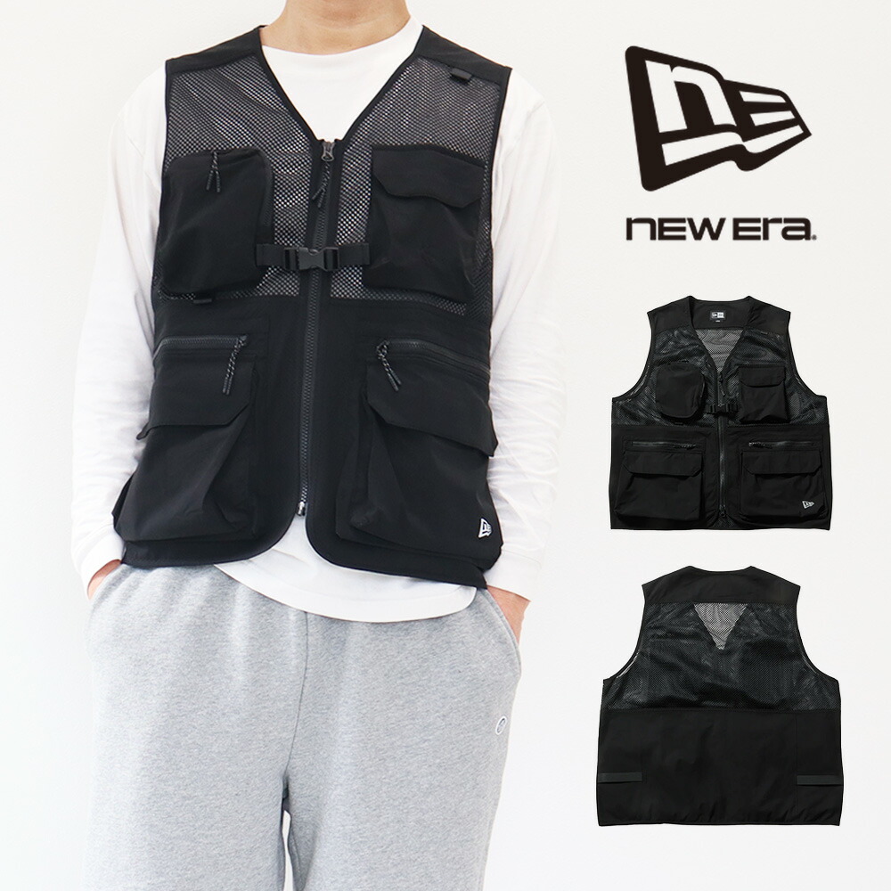 【新作】NEWERA ニューエラ ユーティリティーベスト アウトドア フィッシングベスト 多機能 通気性 ジャケット キャンプ 釣り 海 山 メッシュ 快適 ポケット ブラック