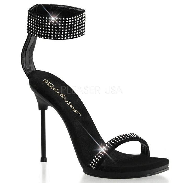 Pleaser プリーザー サンダル 11.5cm ヒール 黒 ブラック 大きいサイズ 小さいサイズ レディース メンズ ハイヒール ピンヒール ラインストーン アンクルカフ ダンス パーティー コスプレ イベント ステージ ドレス 衣装 靴 シューズ CHIC-40 CHIC40/B/NB 取寄 12,409円