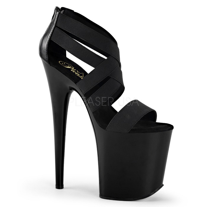 20cm ヒール Pleaser プリーザー サンダル 厚底 ポールダンス クロスストラップ バックジッパー アンクルストラップ 黒 ブラック ハイヒール ピンヒール 大きいサイズ レディース メンズ ダンス イベント シューズ 20cmヒール 20センチ ヒール フラミンゴ FLAM869/B/M 取寄