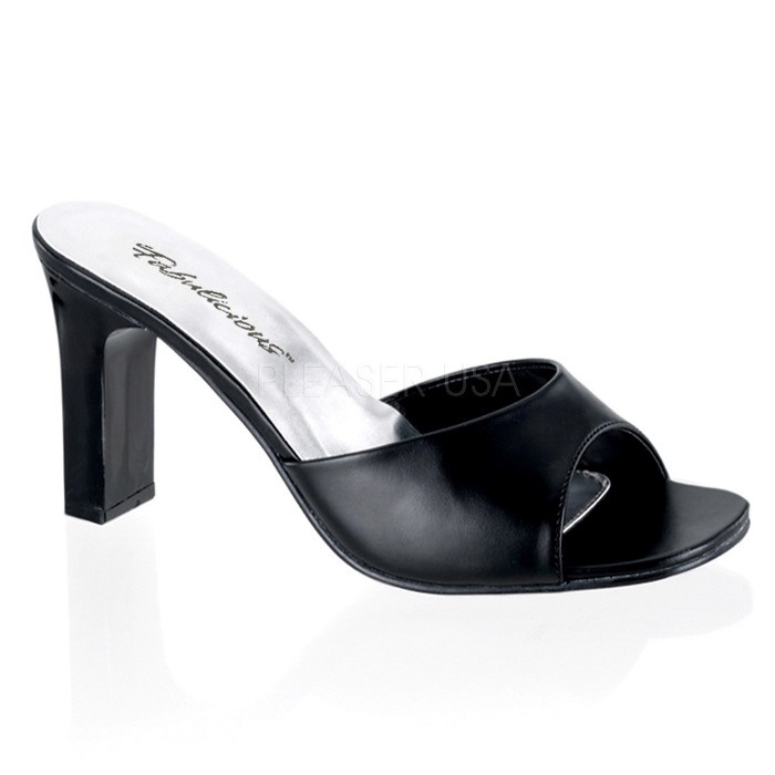 Pleaser プリーザー ミュール サンダル レディース メンズ 8cm ヒール 黒 ブラック スクエアヒール オープントゥ 衣装 靴 シューズ 女性 男性 用 大きいサイズ 小さいサイズ 22cm 23cm 24cm 25cm 26cm 27cm 28cm 29cm 30cm 31cm 32cm ROMANCE-301-2 ROM301-2/B/PU 取寄