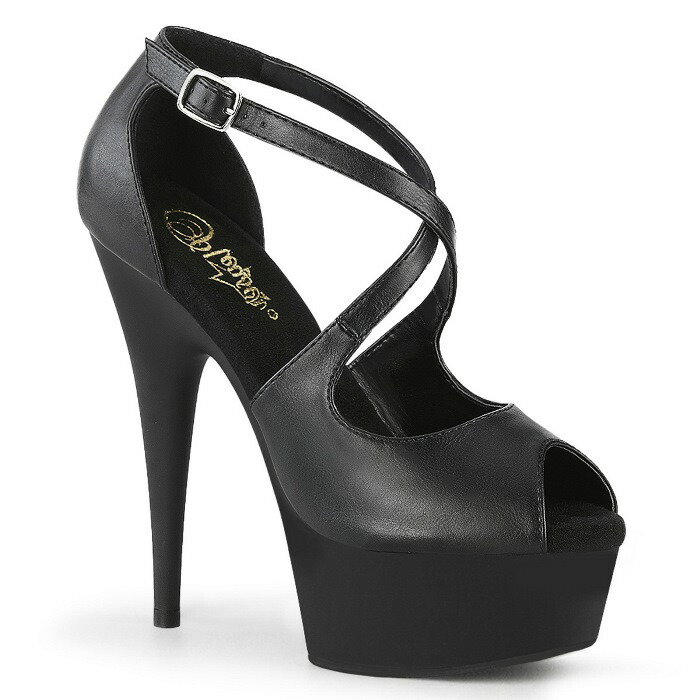 Pleaser プリーザー パンプス 15cm ヒール サンダル ヒール サンダル 黒 ブラック つや消し オープントゥ アンクルストラップ クロスベルト ハイヒール 厚底 大きいサイズ 小さいサイズ レディース メンズ 15センチ ヒール DELIGHT-621 DEL621/BPU/M 取寄