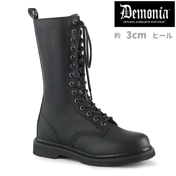 楽天市場】demonia デモニア ロングブーツ フラットヒール 3cm ヒール