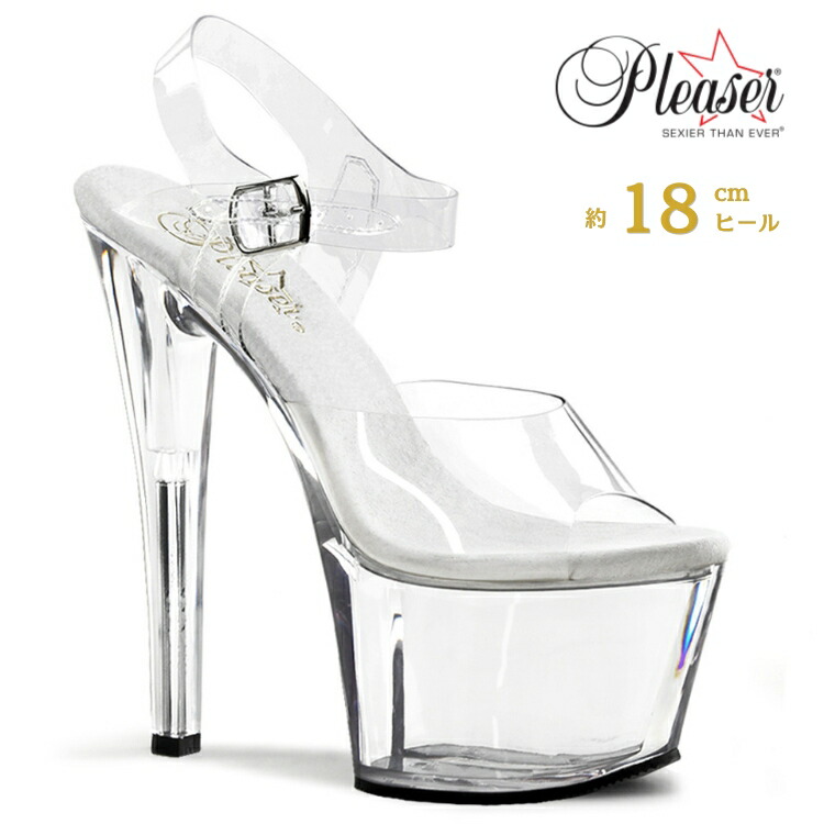 楽天市場】PLEASER【取り寄せ】プリーザー・スカイ厚底クリアサンダル