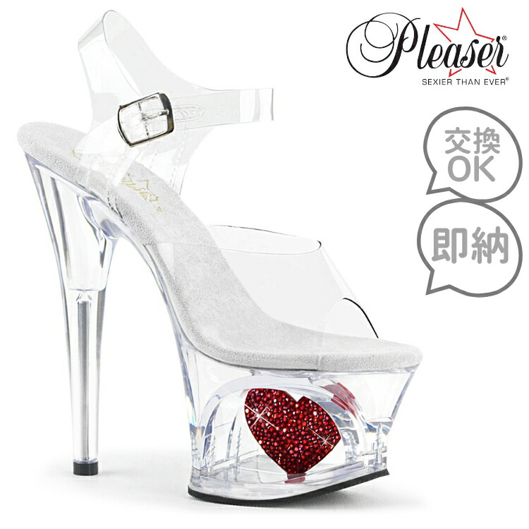 プリーザー　クリアハイヒールサンダル ストーン付き　新品未使用 Pleaser プリーザー サンダル キャバ ヒール 厚底 レディース