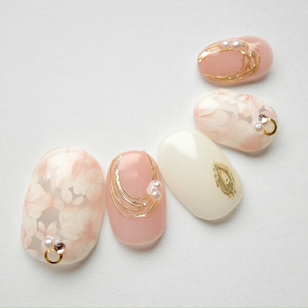 楽天市場】ジェルネイルチップ 肌なじみマルチカラーラインフラワー