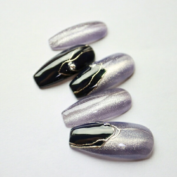 楽天市場】ネイルチップ ブラックニュアンスアート 黒 サイズオーダー