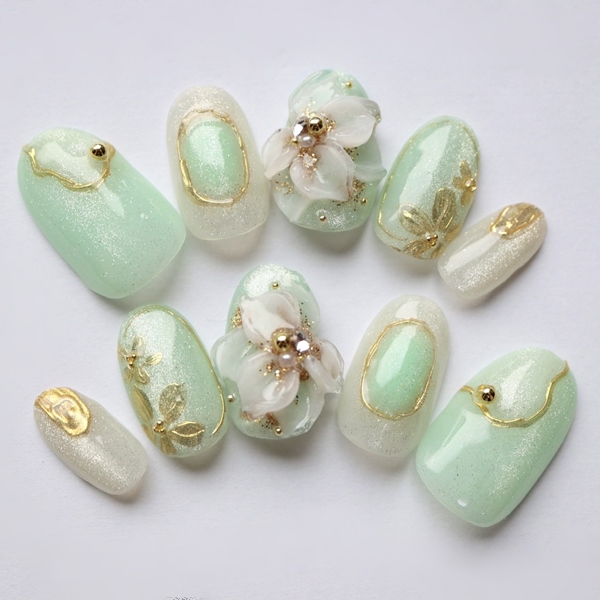 楽天市場】ジェルネイルチップ マグネットブルー3Dフラワードレッシー