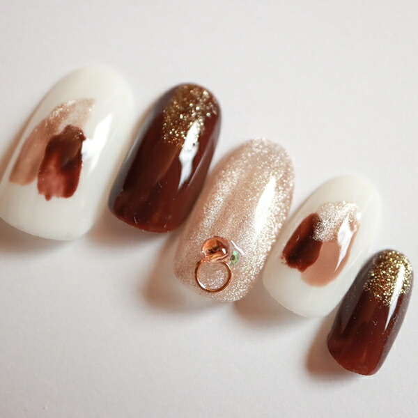 楽天市場】マグネットゴールドフレンチジェルネイルチップ 付け爪 つけ