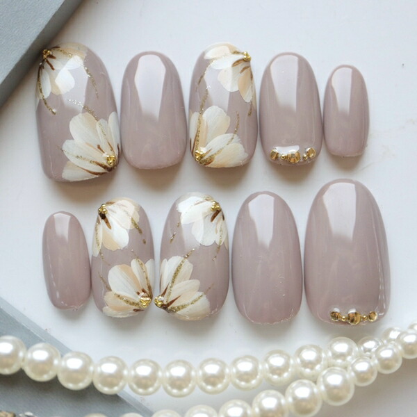 楽天市場】ジェルネイルチップ 肌なじみマルチカラーラインフラワー