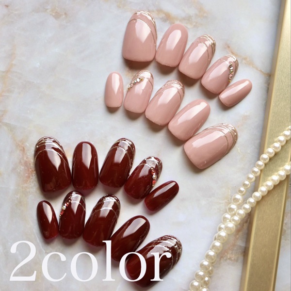 楽天市場】ネイルチップ 秋色べっこうニュアンスアート サイズ