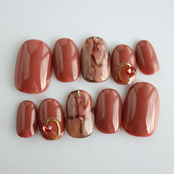 楽天市場】ネイルチップ ブラウン系ニュアンスアート 大人女子 サイズ