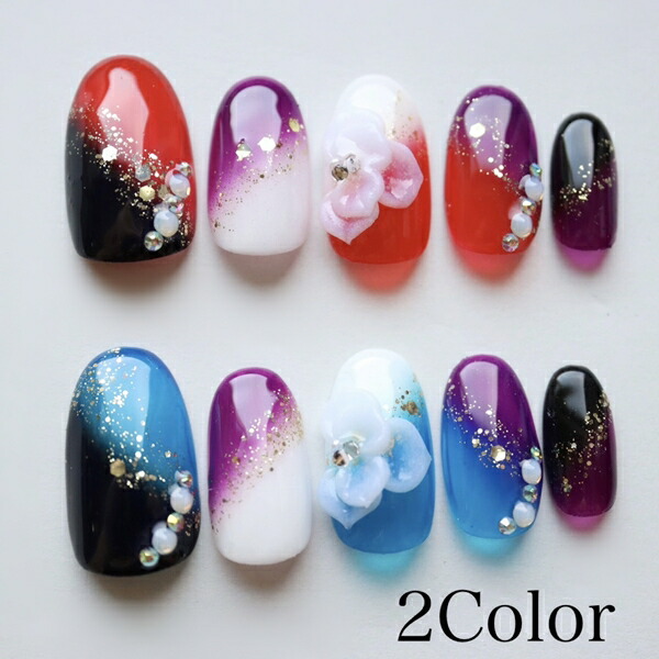 楽天市場】ジェルネイル 成人式 着物 和風 和装 緑 付け爪 つけ爪