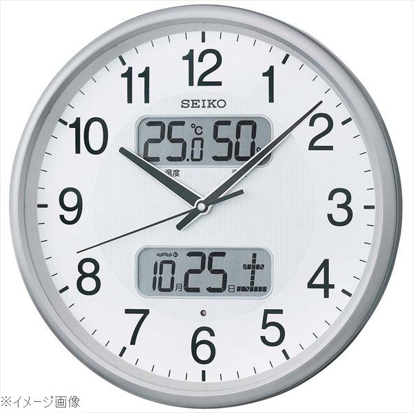 セイコー カレンダー温湿度表示付掛時計 電波クロック ＫＸ３８３Ｓ
