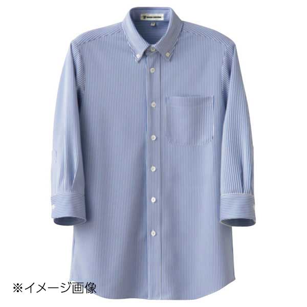 ストライプシャツ・七分袖 CH4498-1 L ホワイトブルー